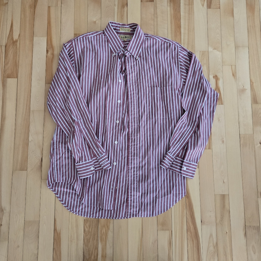 Men's L.L. Bean vintage dress shirt striped 15.5/33